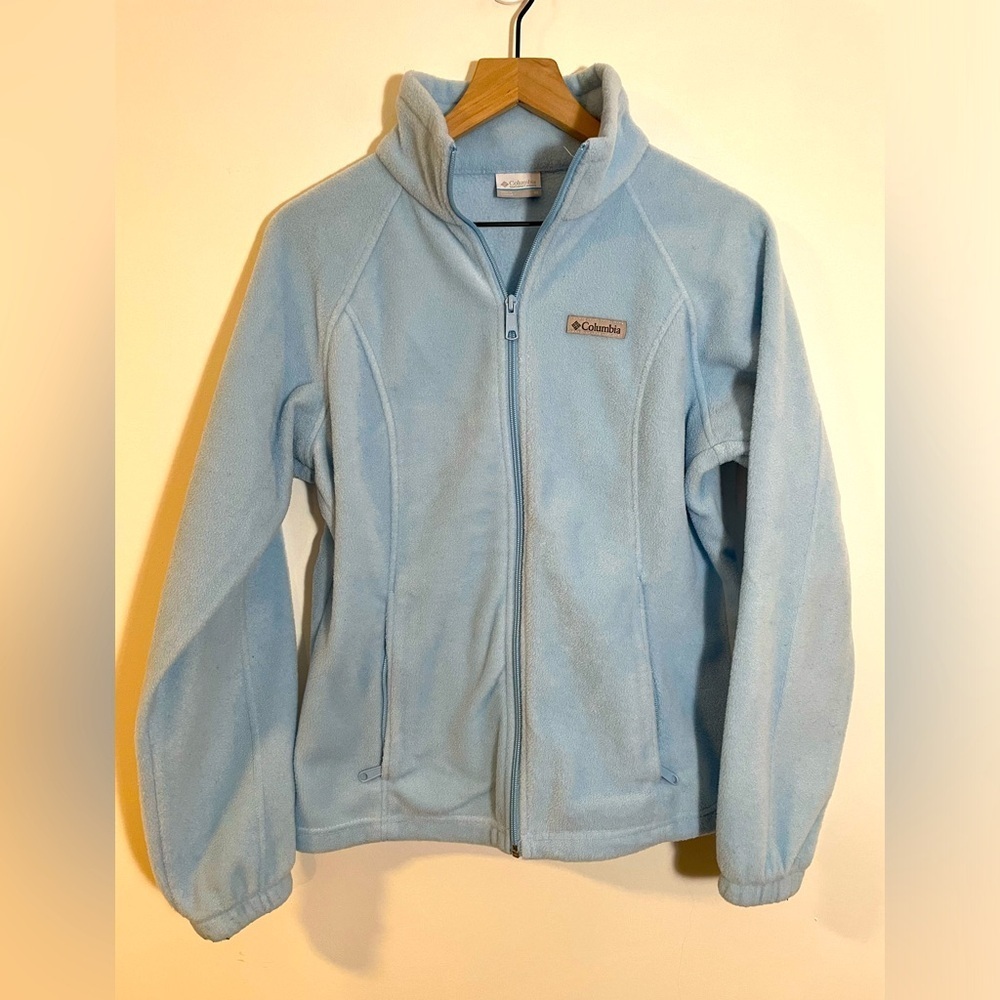 Columbia Full Zip Fleece Light Blue Women’s Size Medium Soft EUC